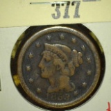 1853 Liberty Head Large Cent, VG, value $25+