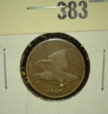 1857 Flying Eagle Cent, G scratched, value $25+