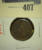 1859 Indian Head Cent, F dirty, full LIBERTY, value $22+