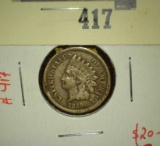 1860 Indian Head Cent, F, full LIBERTY, value $20+