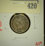 1862 Indian Head Cent, VG, value $15+