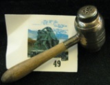 Antique minature gavel, salt and pepper shaker, silver plate with wood handle