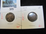Pair of 1909 Cents - 1909 Indian, VG, 1909 VDB, VF, pair value 33+