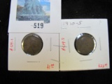 Pair of Lincoln Wheat Cents - 1910, VF; 1910-S, F, value for pair $23+