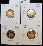 Group of 4 2009-S PROOF Commerative Lincoln Cents, all 4 reverses present, all 4 nicely toned, group