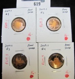 Group of 4 2009-S PROOF Commerative Lincoln Cents, all 4 reverses present, all 4 nicely toned, group