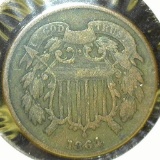 1864 2 Cent Piece, VG+, value $20+