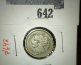 1866 3 Cent Nickel, G+, value $18+