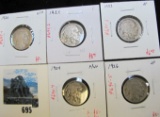 Group of 5 Buffalo Nickels - 1920 VF+, 1921 F, 1923 VF, 1924 F/VF & 1926 VF, group value $31+