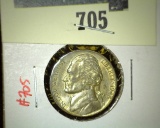 1945-P WWII SILVER War Nickel, BU toned, value $10+