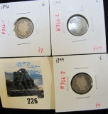Group of 3 Barber Dimes, 1892, 1897 & 1899, all G, group value $15+