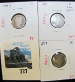 Group of 3 Barber Dimes, 1897 & 1898, both G & 1899 VG, group value $13+