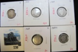 Group of 5 Barber Dimes, 1900, 1902, 1905, 1907 & 1907-S, all G, group value $20+