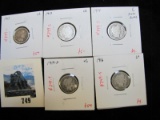 Group of 5 Barber Dimes, 1914 and 1916 both G, (2) 1913 and 1914-D all 3 are VG, group value $23+