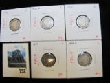 Group of 5 Barber Dimes, 1912, 1912-D, 1913, 1914, 1914-D, all G, group value $20+