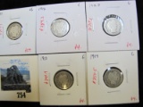 Group of 5 Barber Dimes, 1912, 1912-D, 1913, 1914 all 4 G, 1911 VG, group value $21+