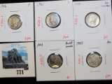 Group of 5 Mercury Dimes - 1916, 1931 F; 1939, 1941, 1943 AU; group value $26+