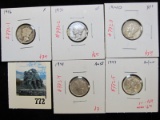 Group of 5 Mercury Dimes - 1916 F, 1931 VF, 1940 XF+, 1941 & 1943 AU/UNC; group value $26+