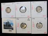Group of 5 Mercury Dimes - 1931-S F, 1923 VF, 1940-S XF, 1942 & 1944 both AU, group value $24+