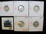 Group of 5 Mercury Dimes - 1931 F, 1939, 1941, 1942 & 1945 all AU, group value $21+