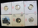 Group of 5 Silver Roosevelt Dimes, 1957 AU toned, 1960 BU toned; 1963 PROOF toned; 1955-S & 1964 BU,