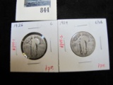 Pair of 2 Standing Liberty Quarters, 1926 G, 1929 G/VG, value $15+
