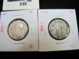 Pair of 2 Standing Liberty Quarters, 1925 VG, 1927 VG, value $16+