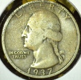 1937-S Washington Quarter, third lowest mintage in classic 1932-1964 series, semi-key date, VF, valu