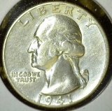 1941-D Washington Quarter, AU, value $13+