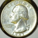 1941-D Washington Quarter, AU, value $13+