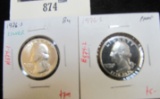 Pair of 2 Washington Quarters - 1976-S 40% SILVER BU & 1976-S PROOF, value for pair $12+