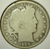 1908-O Barber Half Dollar, G obv AG rev, value $16+