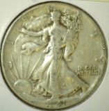 1941 Walking Liberty Half Dollar, VF, value $16+
