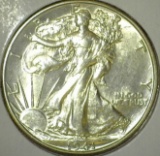 1941-D Walking Liberty Half Dollar, BU, value $65+