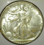 1942 Walking Liberty Half Dollar, AU, value $22+