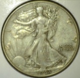 1943 Walking Liberty Half Dollar, XF, value $18+