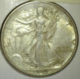 1943 Walking Liberty Half Dollar, XF+, value $18+