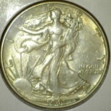 1945 Walking Liberty Half Dollar, XF+, value $18+