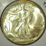 1945-D Walking Liberty Half Dollar, BU MS64+, NICE! value $80+