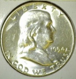1954 Franklin Half Dollar, AU, value $12+