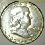 1955 Franklin Half Dollar, XF, value $22+