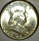 1955 Franklin Half Dollar, BU, value $35+