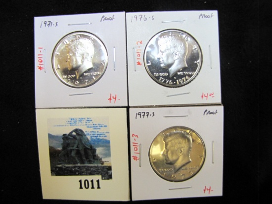 Group of 3 Kennedy Half Dollars, 1971-S, 1976-S, & 1977-S, all PROOF, group value $12+
