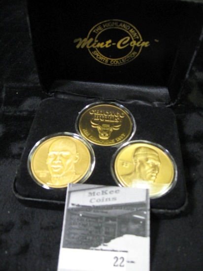 Three-Piece Set of Bronze Medallions Officially Licensed by the National Basketball Associatio