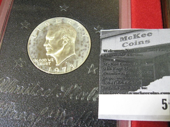 1973 S Rarest of the Silver Eisenhower Proof Dollars, original as issued.