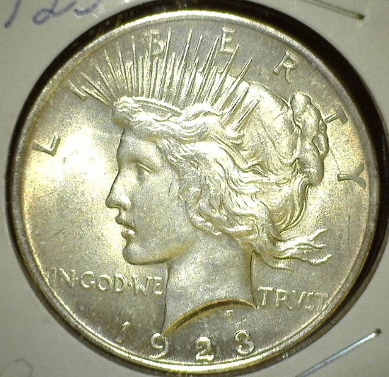 1923 P U.S. Peace Silver Dollar, high grade.