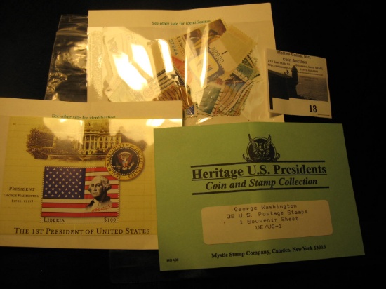 Set of new and Canceled Stamps including a Mint $100 George Washington Souvenir Sheet.