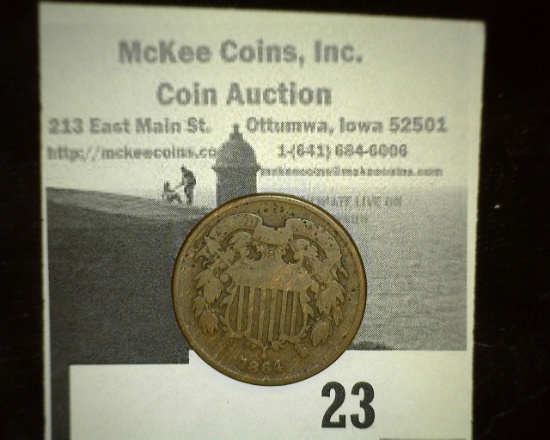 1864 U.S. Civil War Date Two Cent Copper.