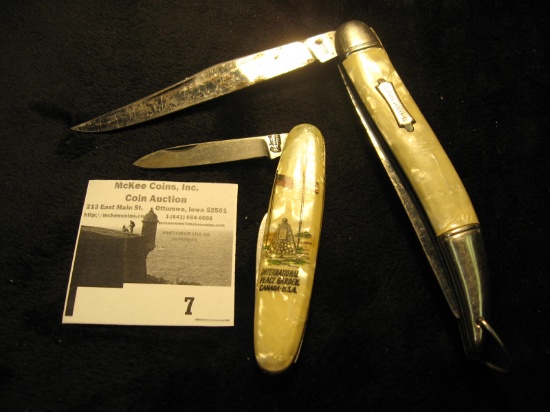 Two Souvenir Knives with Mother-of-Pearl handled Pocket knives. "General View Niagara Falls, Canada"