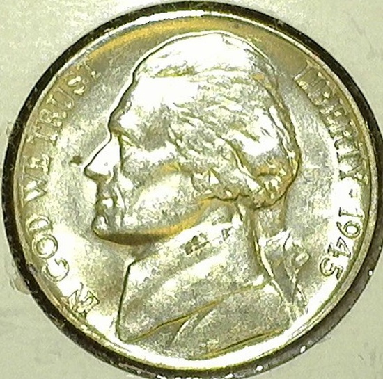 1945 P Gem BU Silver War Nickel.